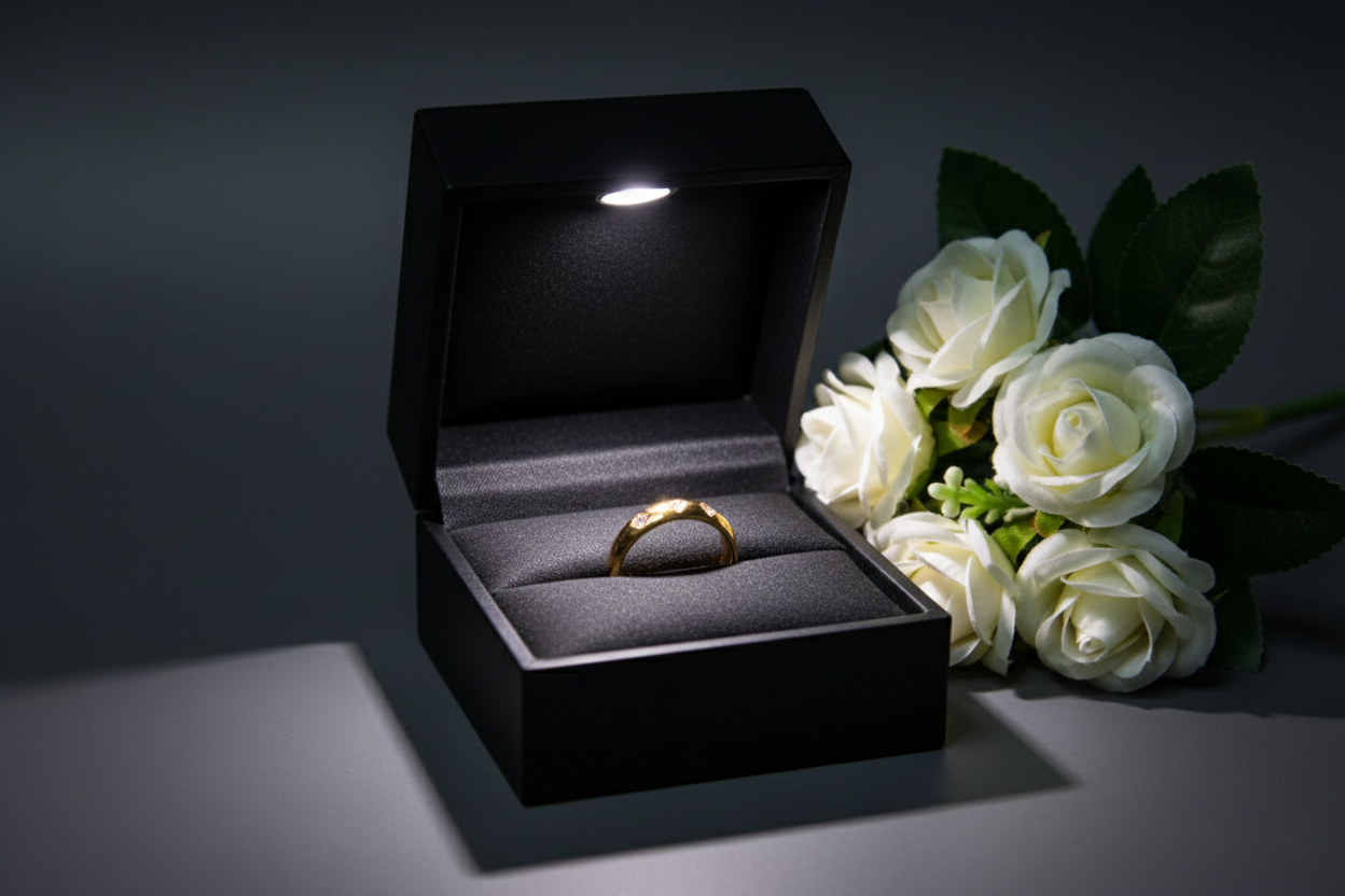 Celestial Round Diamond-Gold Anti Tarnish Ring Size-6