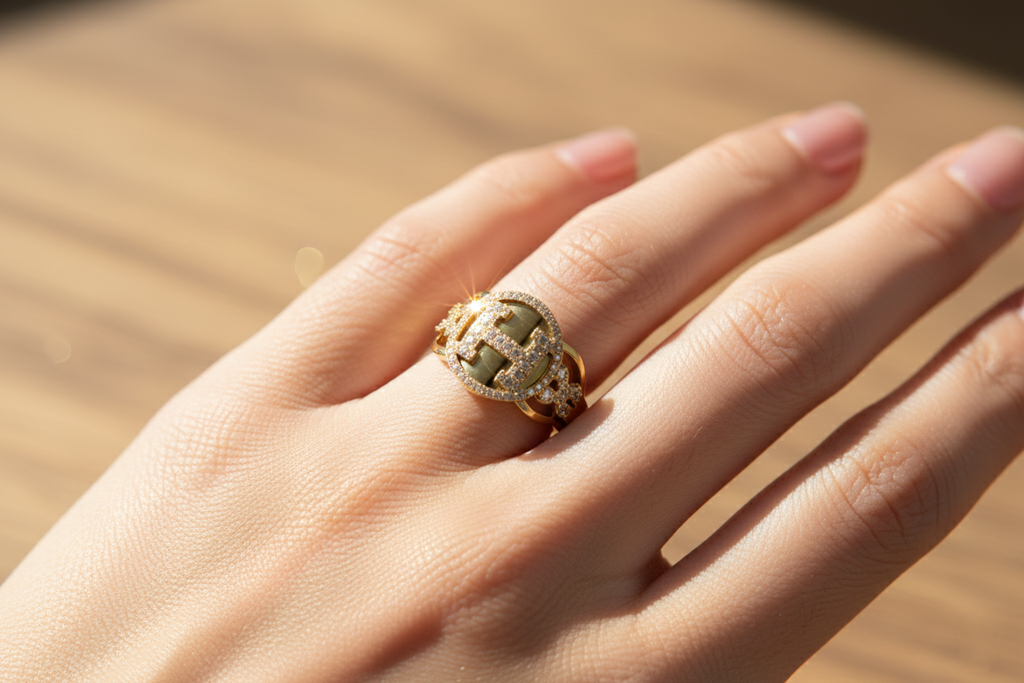 Fantastic 'H' Anti Tarnish Gold plated Ring