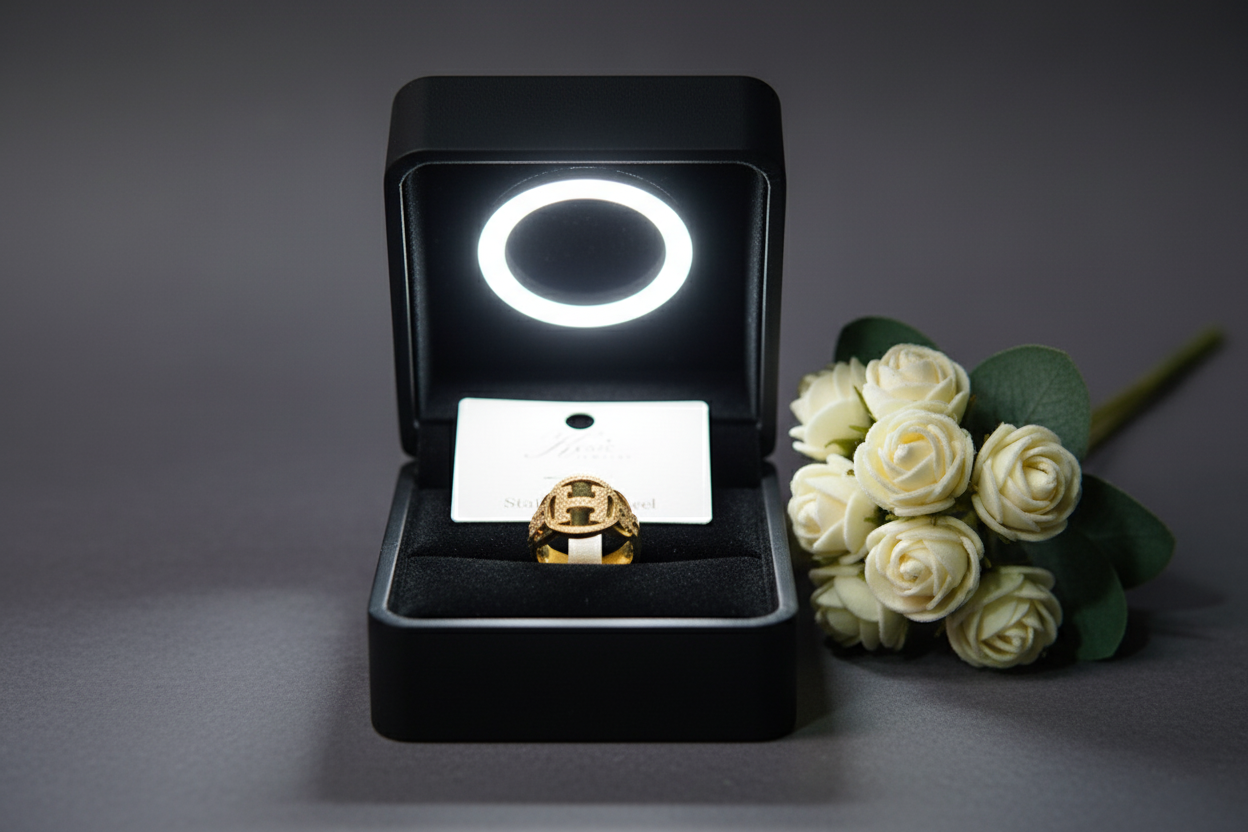 Fantastic 'H' Anti Tarnish Gold plated Ring