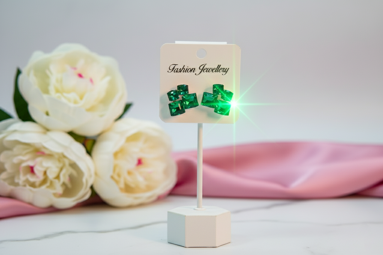 Emerald Green Cluster-Earrings