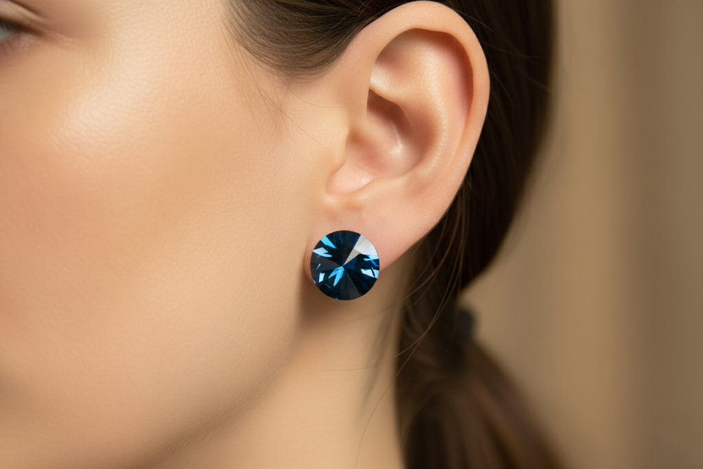 Dark Blue Crystal Earrings