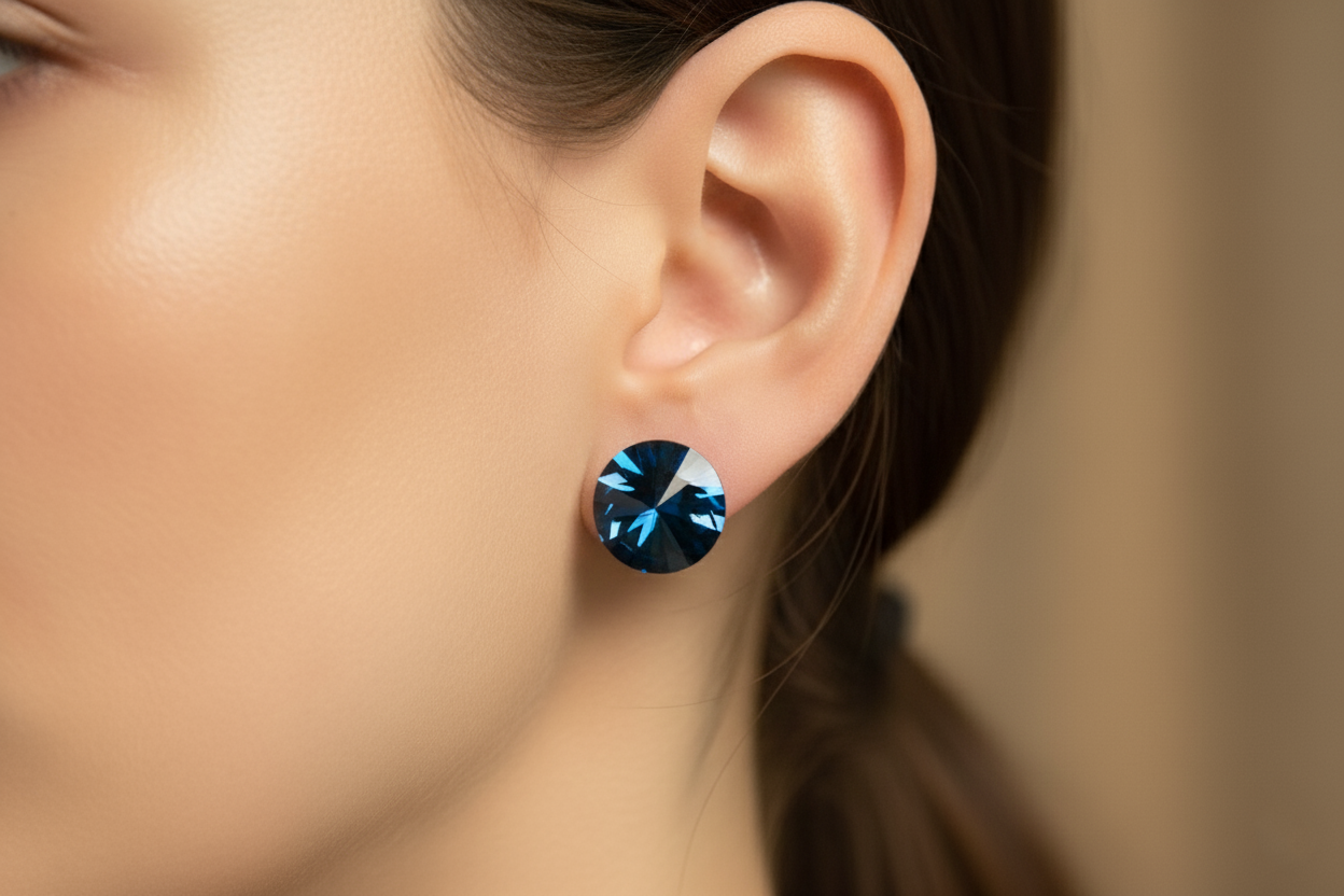 Dark Blue Crystal Earrings