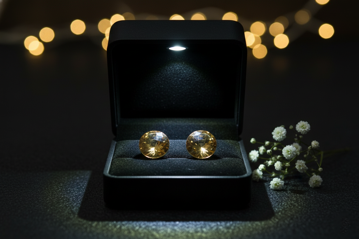 Big Crystal Yellow Earrings