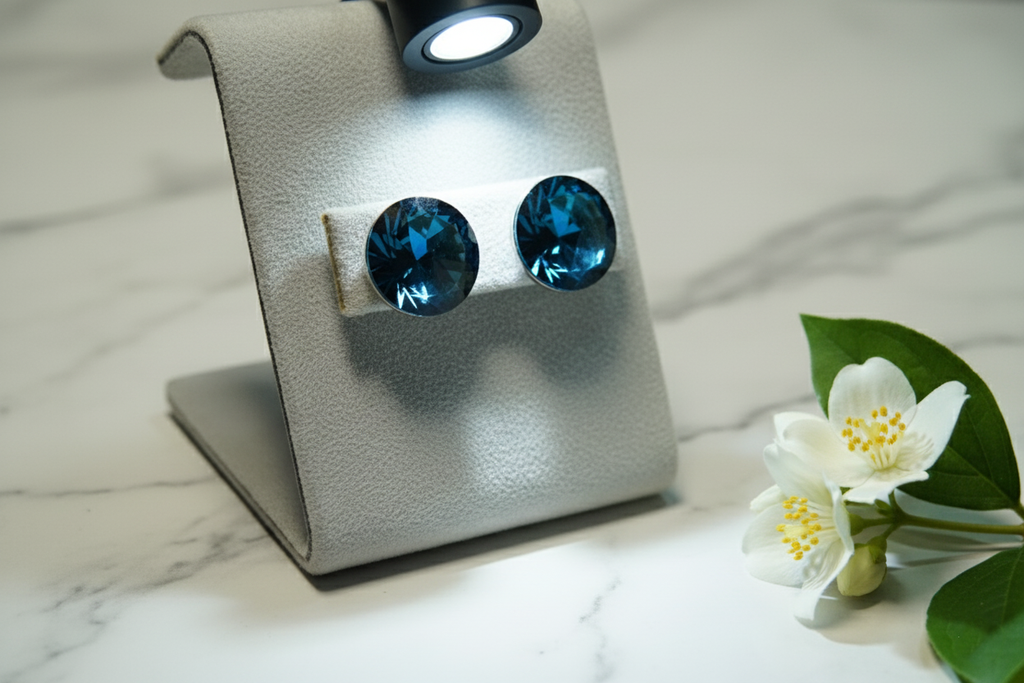 Dark Blue Crystal Earrings