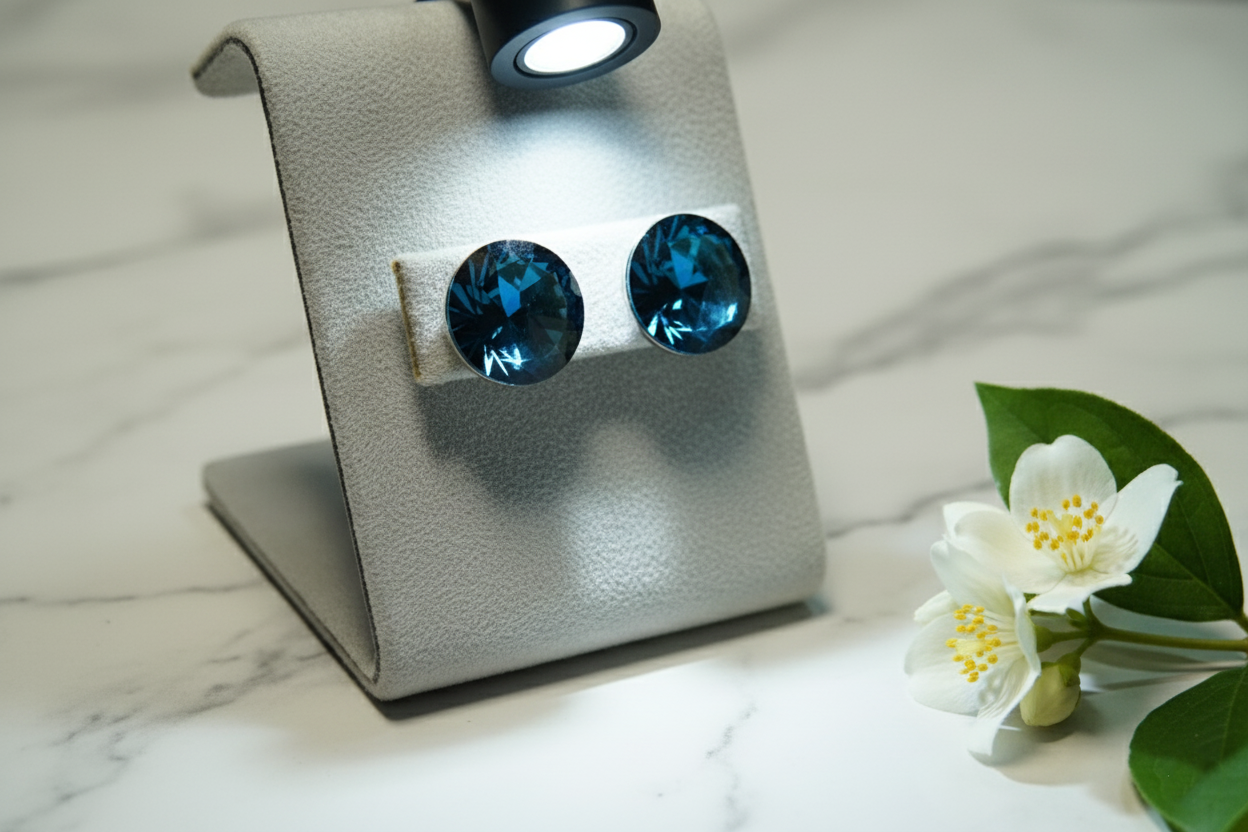 Dark Blue Crystal Earrings