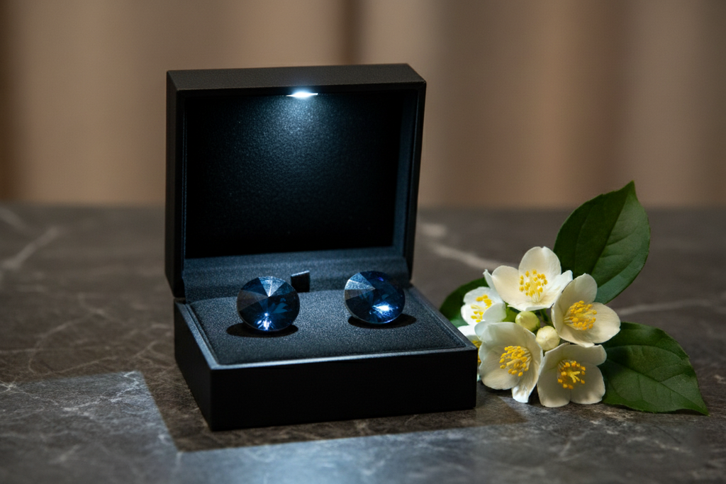 Dark Blue Crystal Earrings