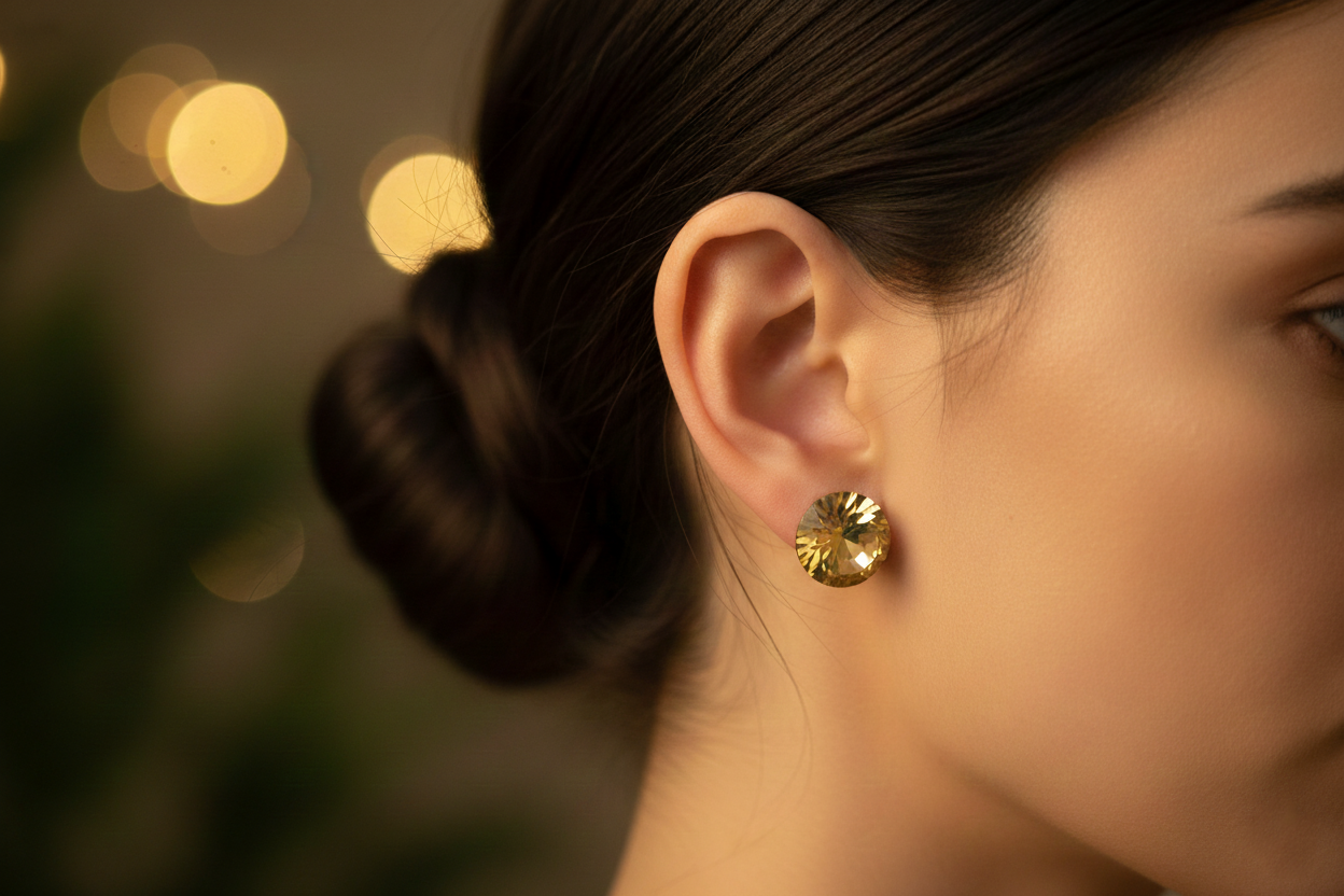 Big Crystal Yellow Earrings