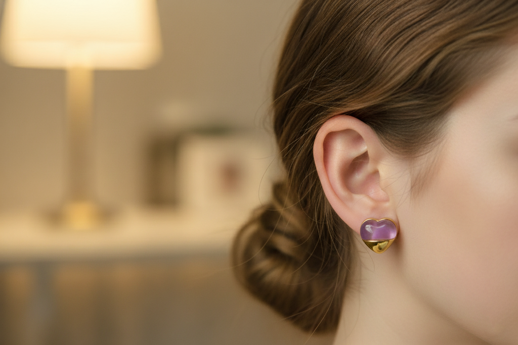 Love Shape Studs Enamel Earrings