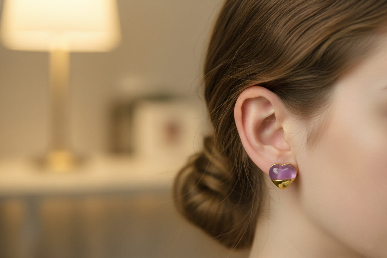 Love Shape Studs Enamel Earrings