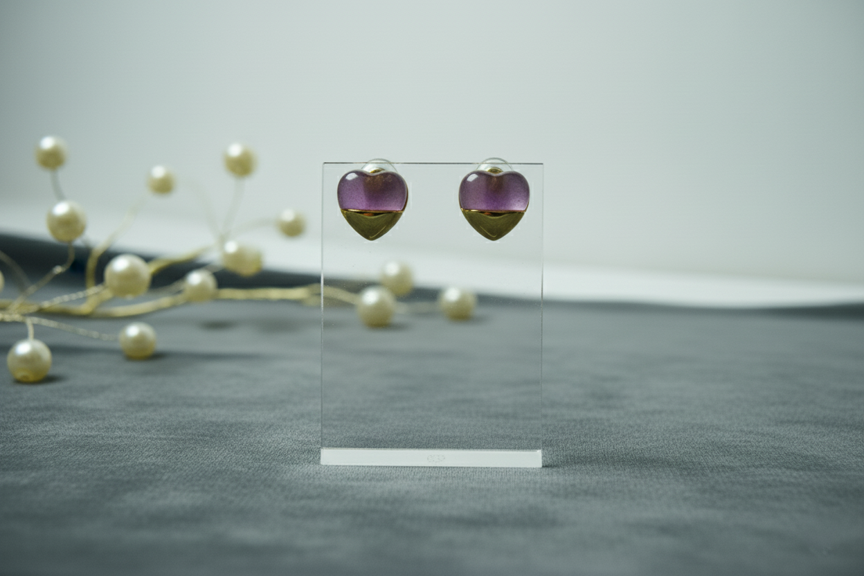 Love Shape Studs Enamel Earrings