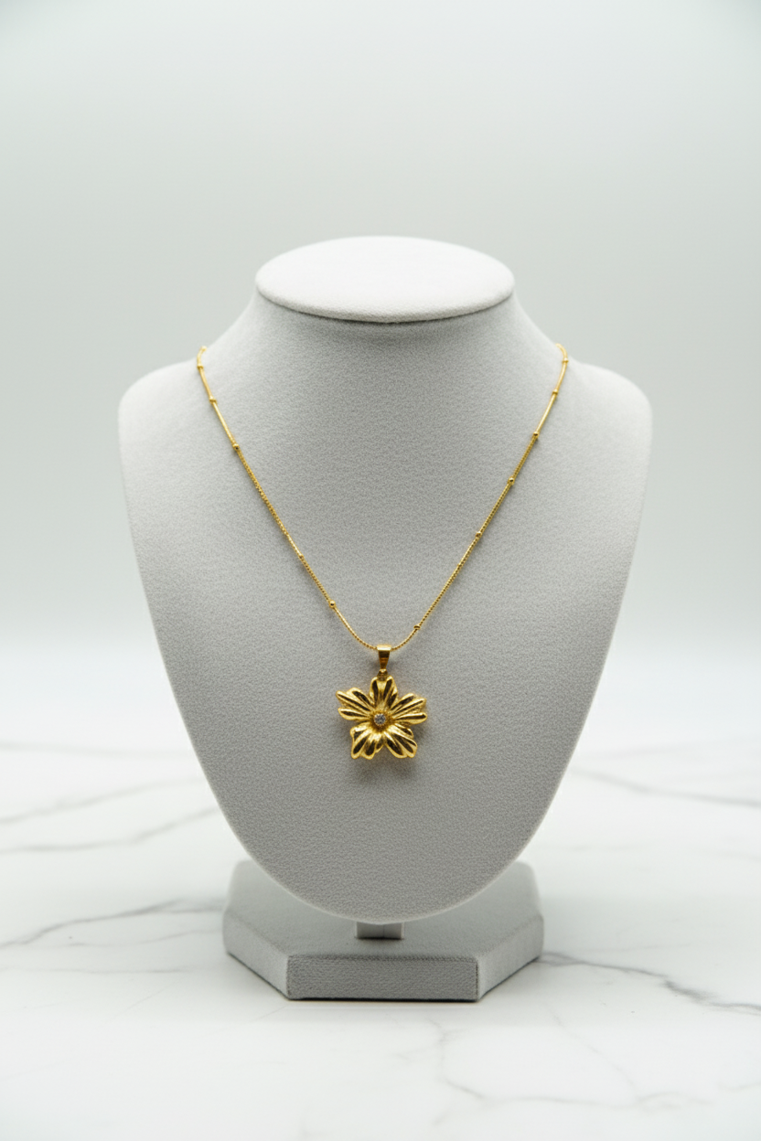 Flower Pendant Chain Gold Plated