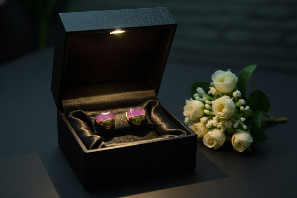 Love Shape Studs Enamel Earrings