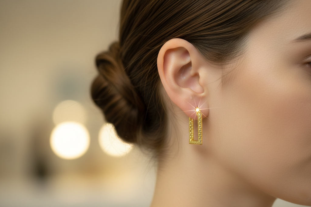 Square hoops Gold Earrings