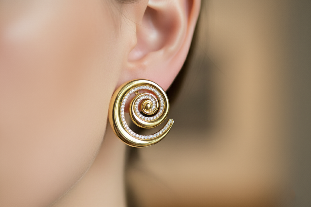 Snail Theme Jalebi pattern Earrings