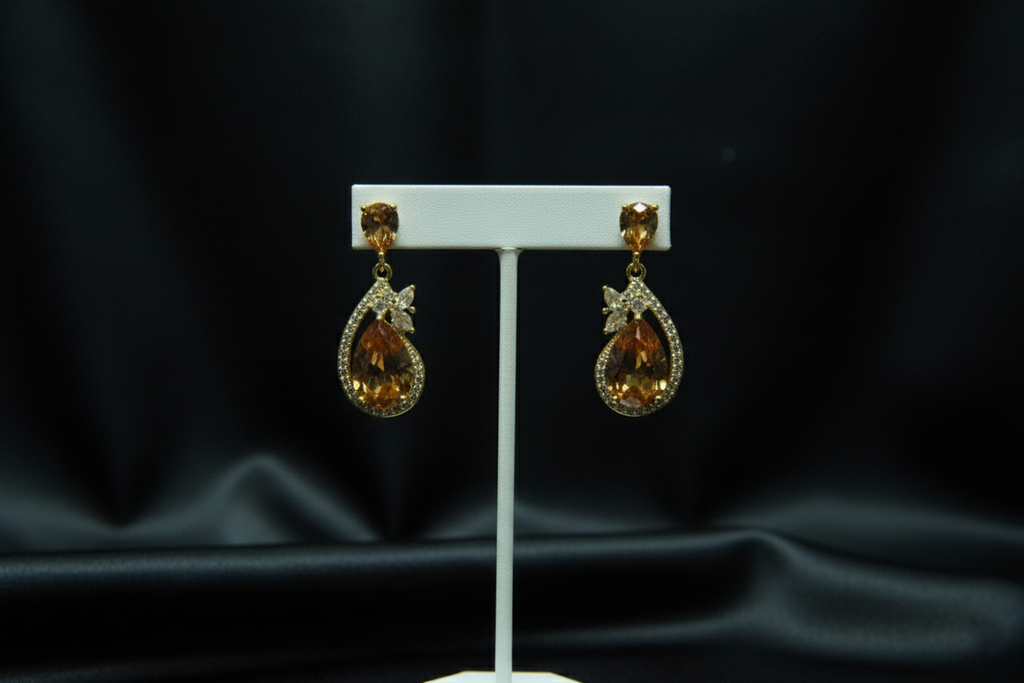 Citrine Diamond Drop Earrings