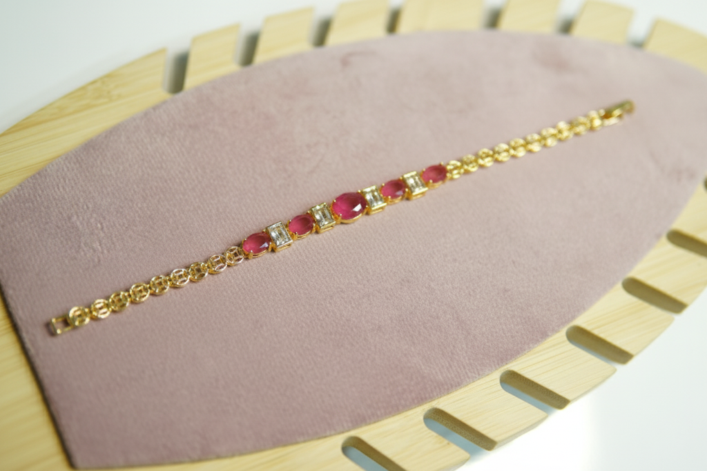Ruby Oval Beaded Bracelet