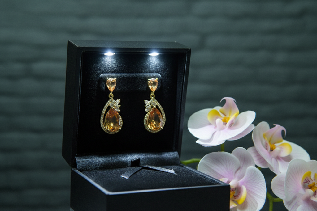 Citrine Diamond Drop Earrings