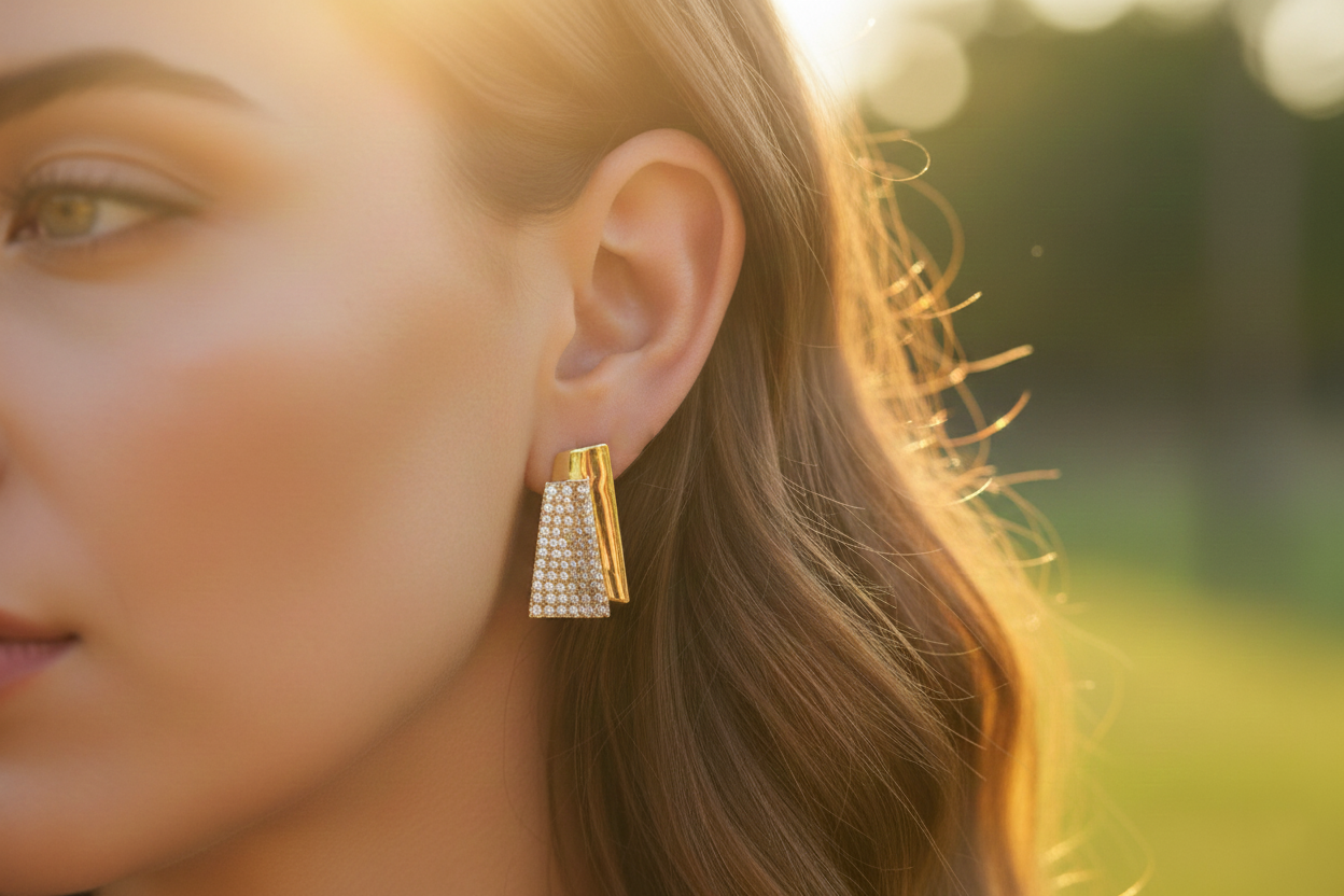 Studded Trapezoid Earrings