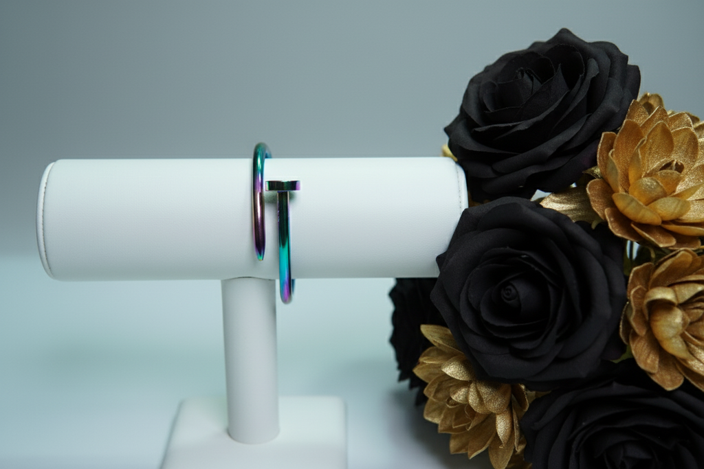 Rustic Chrome Look Nail Bracelet