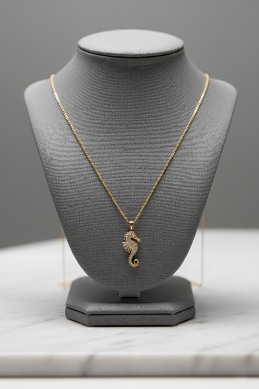 SeaHorse Golden Pendant Necklace