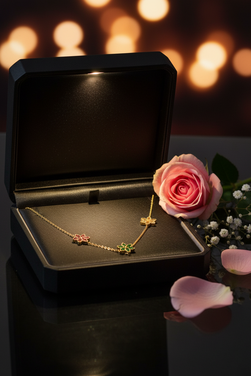 Multicolored Flower Pendant Chain