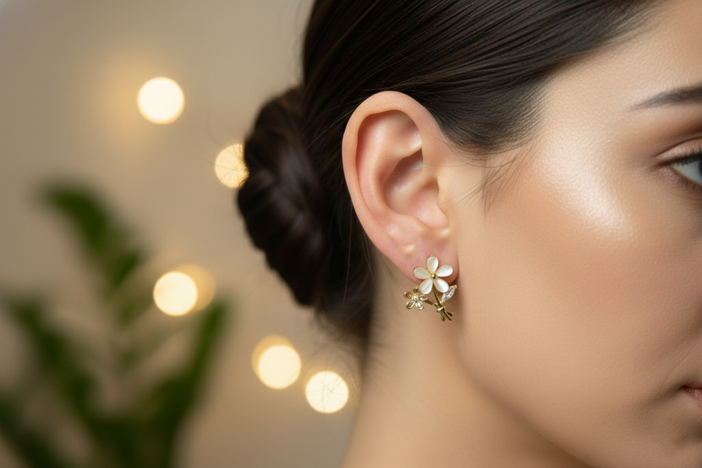 Studded Flower Triplets Earrings