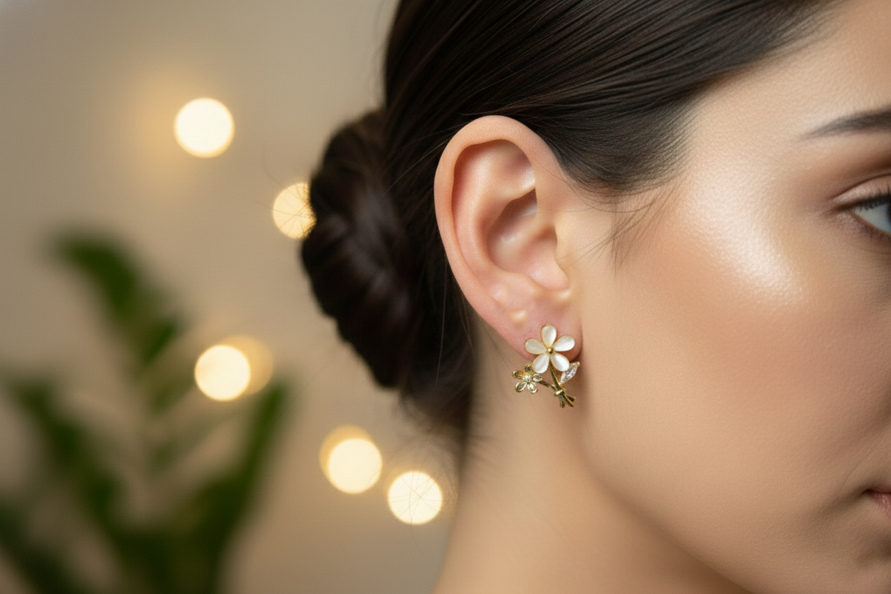 Studded Flower Triplets Earrings