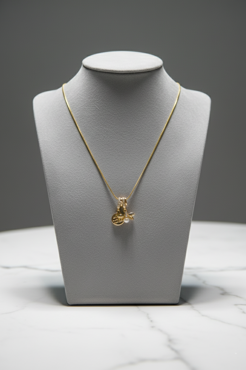 Pear Bee Dual Pendant Necklace