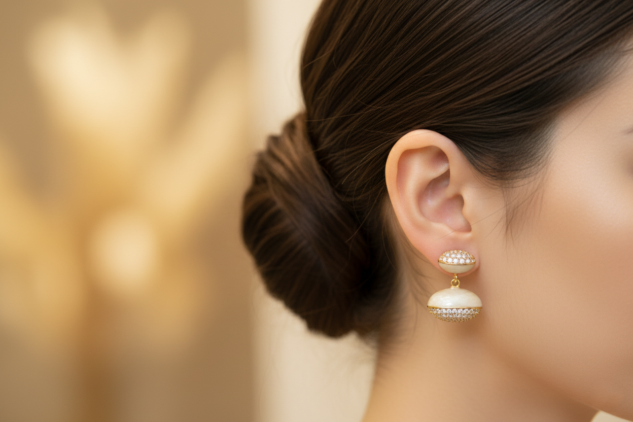 Pearl and Diamond Drop Earrings