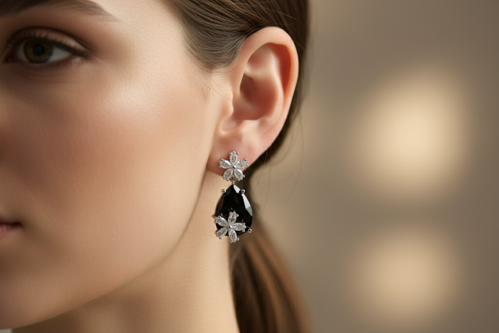Black Pearl Ad Earrings
