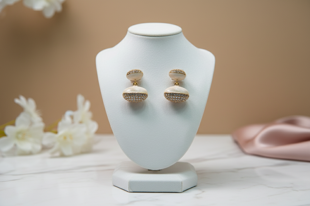 Pearl and Diamond Drop Earrings