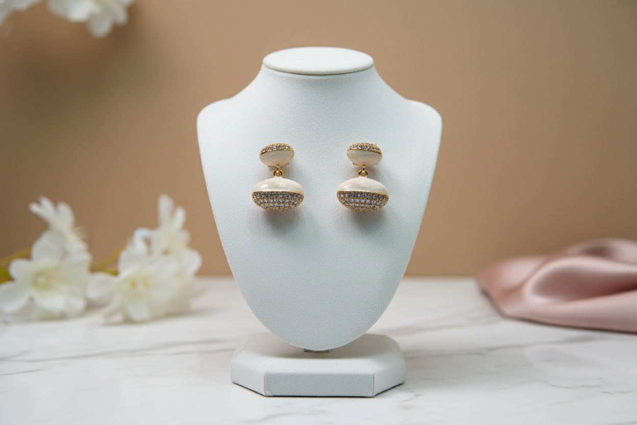 Pearl and Diamond Drop Earrings