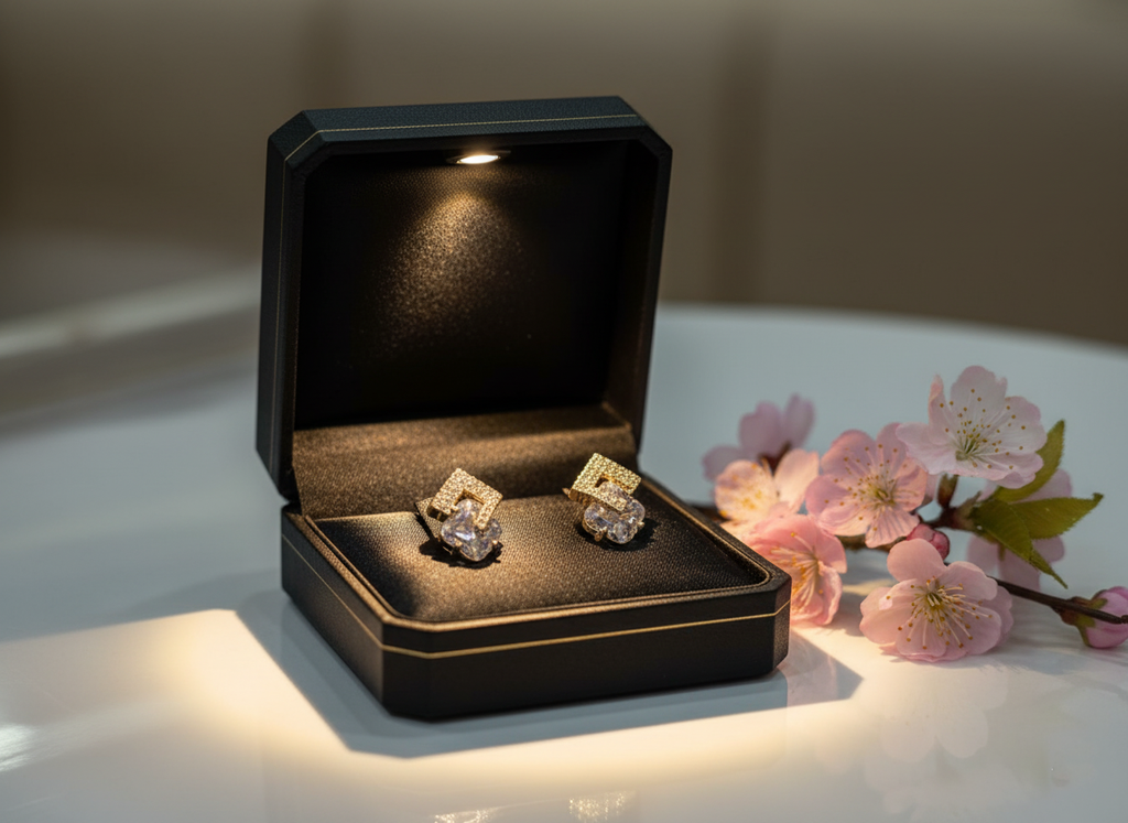 Viral Hot selling crystal studs Earring, Gold plated