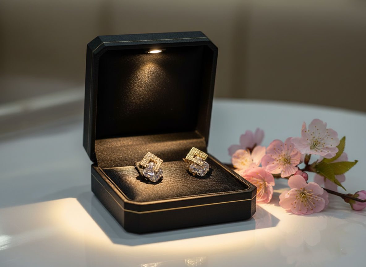 Viral Hot selling crystal studs Earring, Gold plated