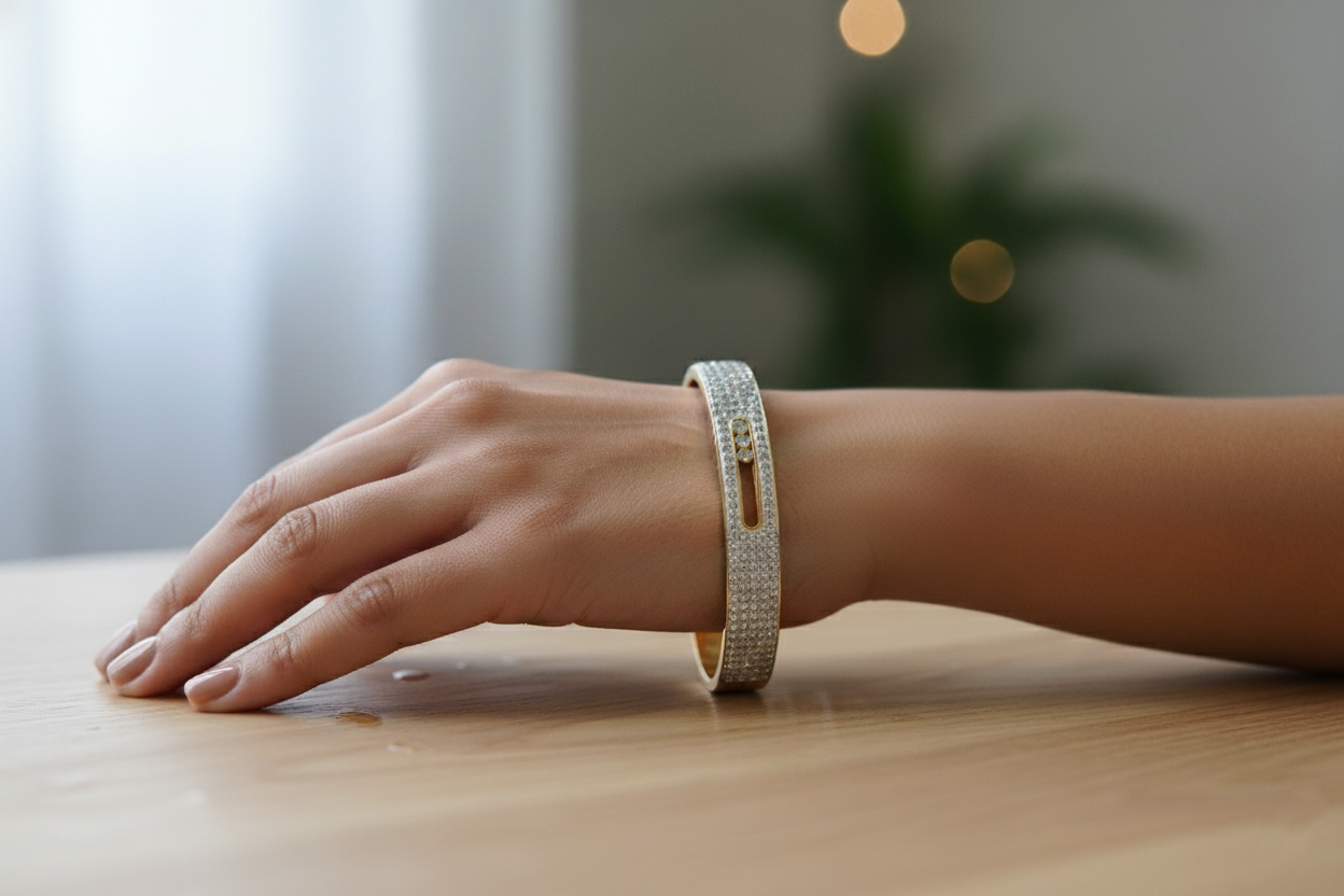 AD Studded Gold plated Bracelet