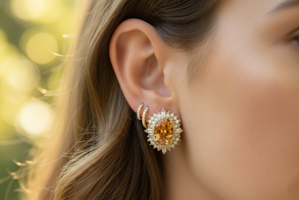 Citrine Diamond Earrings