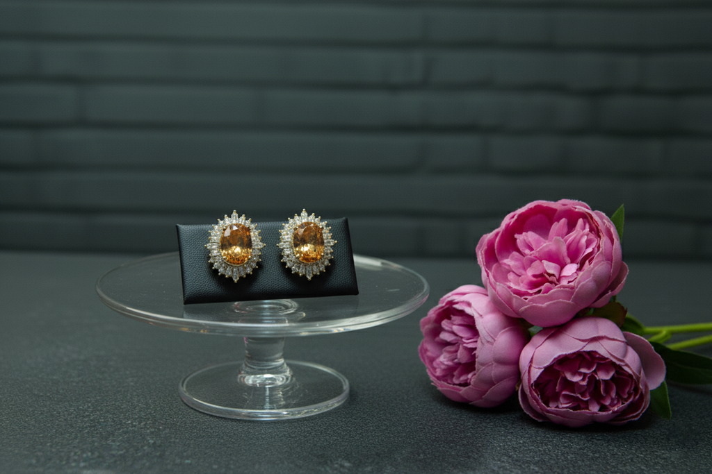 Citrine Diamond Earrings