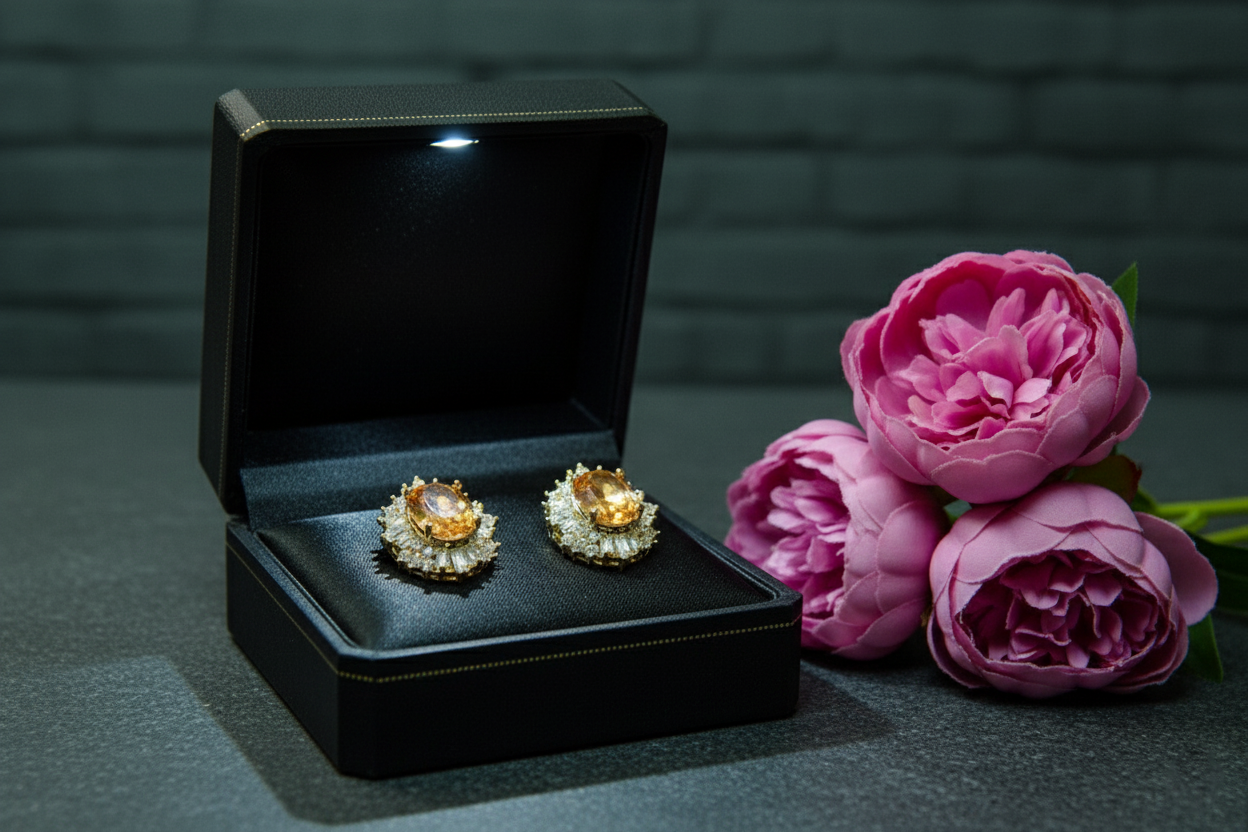 Citrine Diamond Earrings