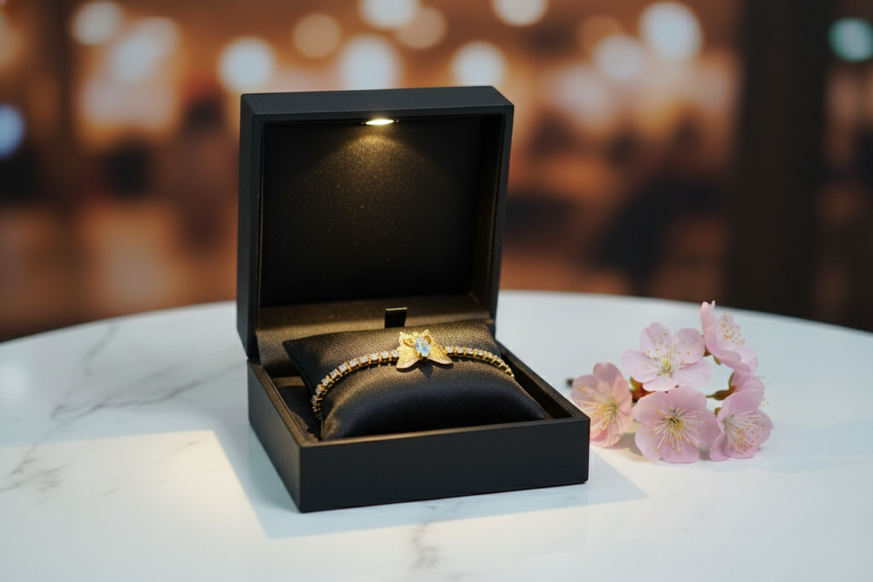 Diamond-Gold Bracelet with Butterfly Emblem