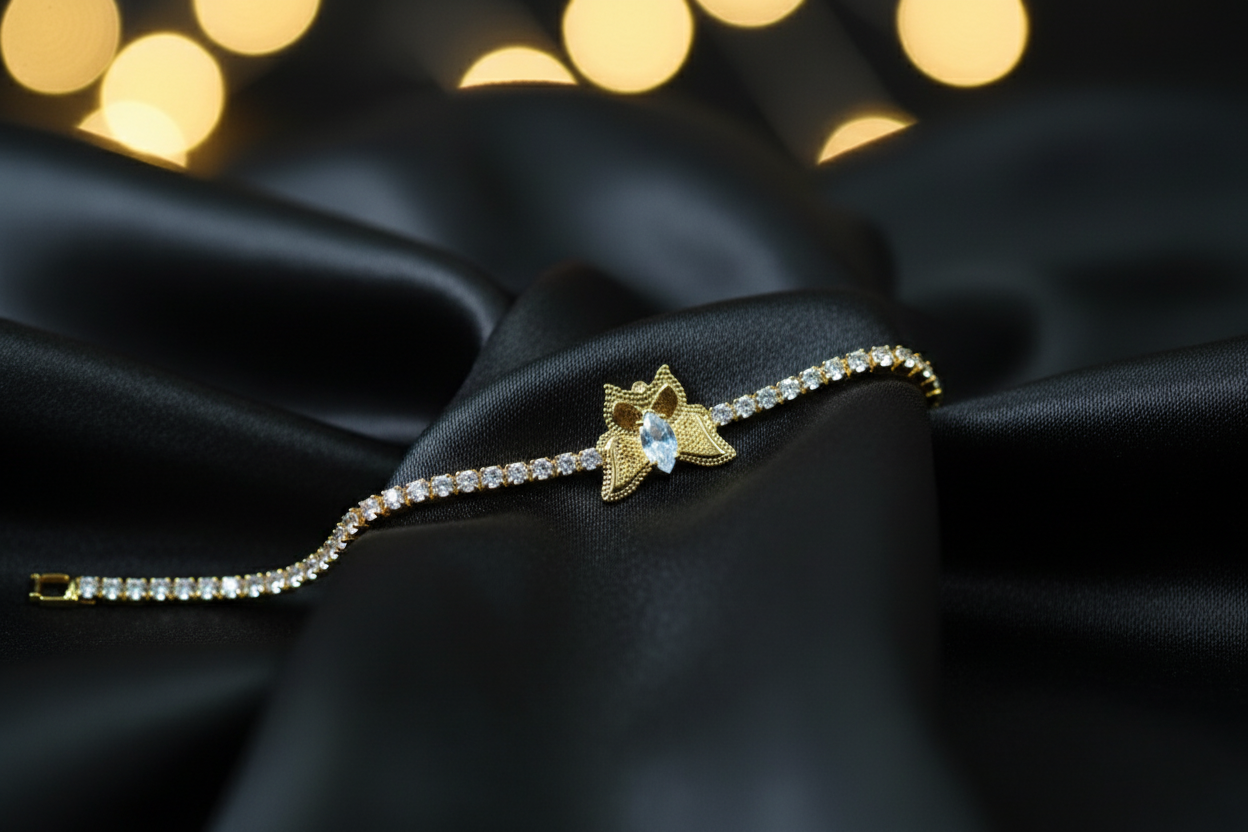 Diamond-Gold Bracelet with Butterfly Emblem
