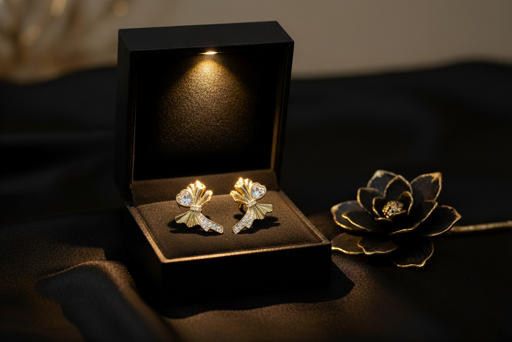 Korean Gold Plated AD Studded Earrings