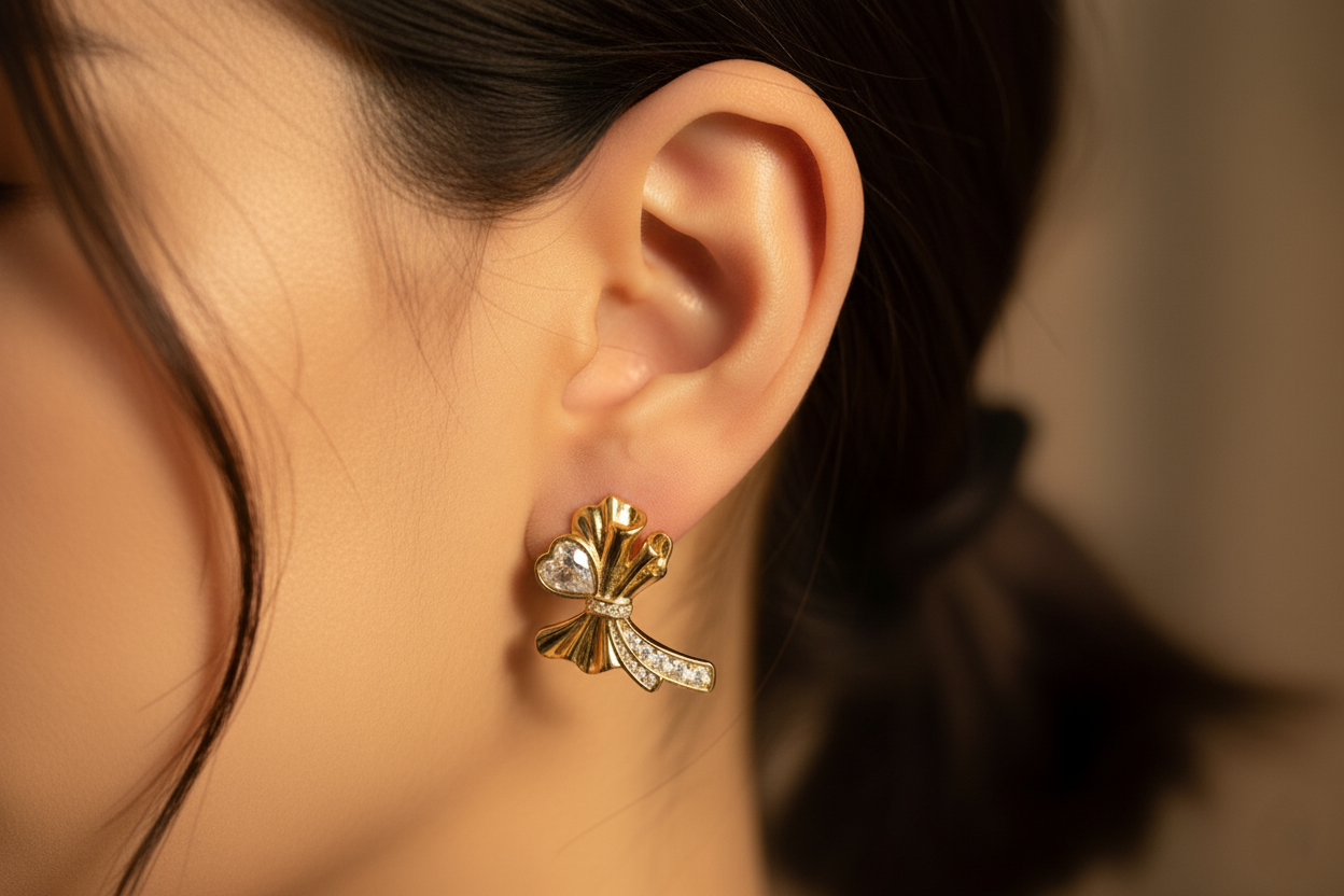 Korean Gold Plated AD Studded Earrings