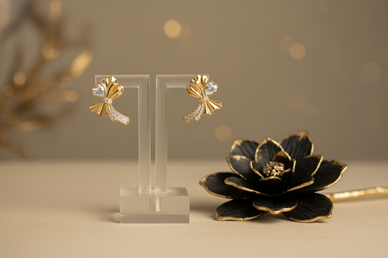 Korean Gold Plated AD Studded Earrings