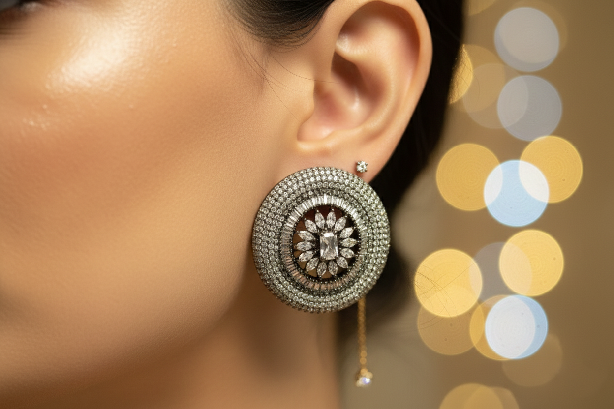 Indo-Western big Studded Earrings