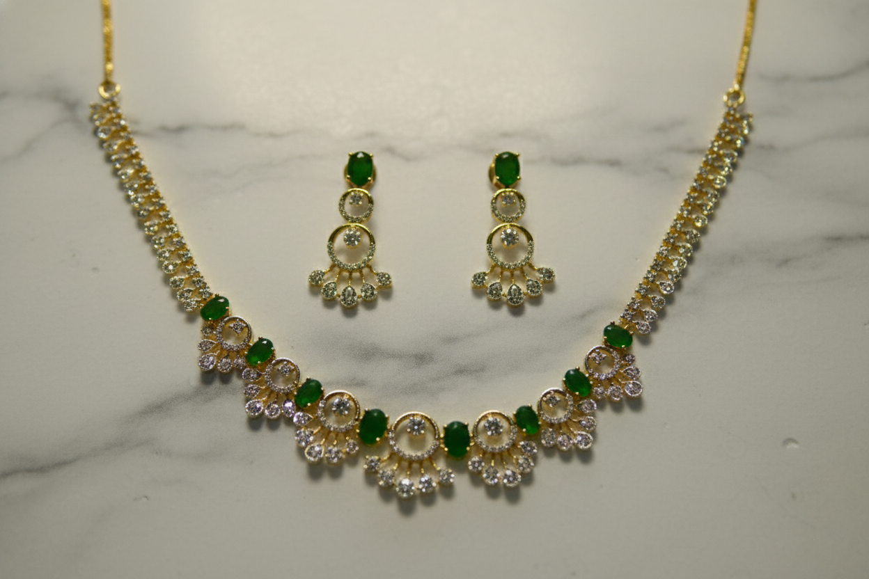 Gold Necklace with matching earrings