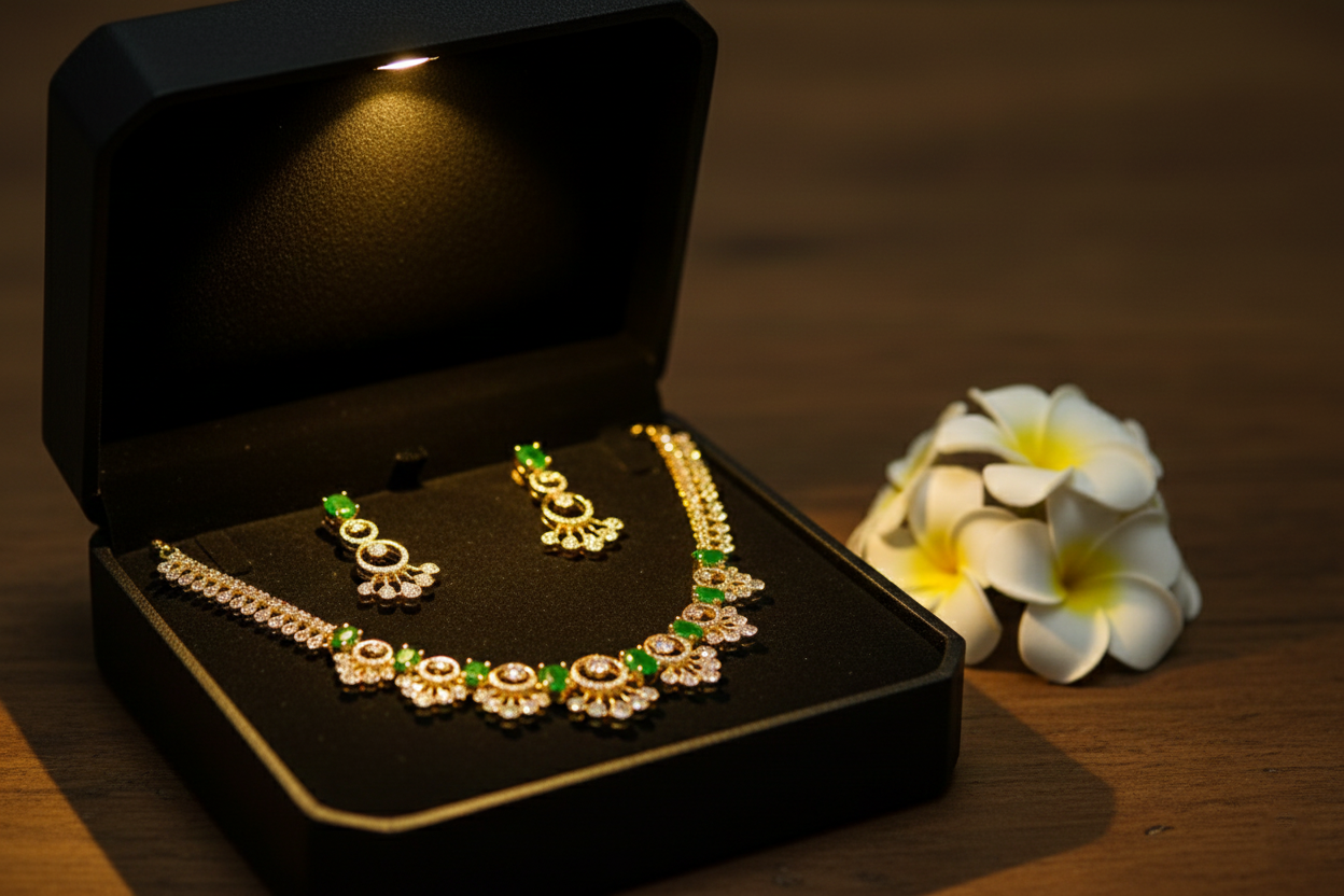 Gold Necklace with matching earrings