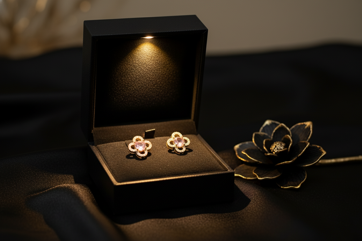 Clover Stud Earrings with Diamond