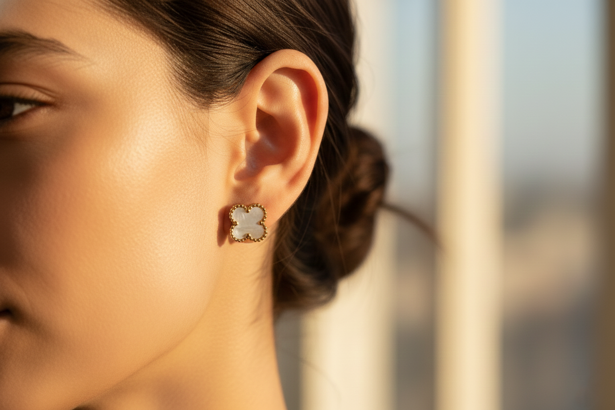 White Clover Stud Earrings