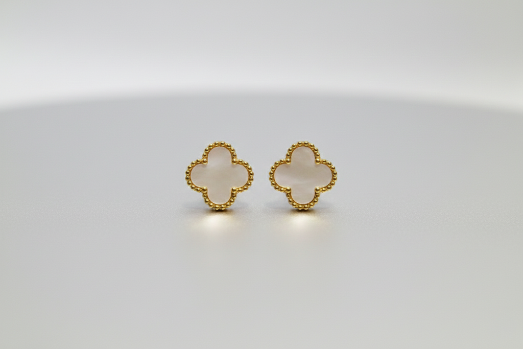 White Clover Stud Earrings
