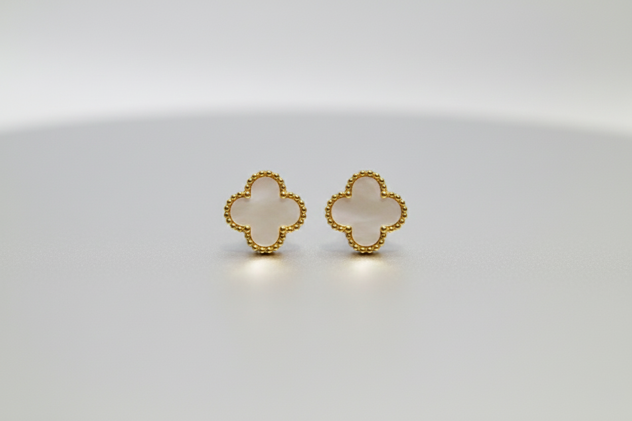 White Clover Stud Earrings